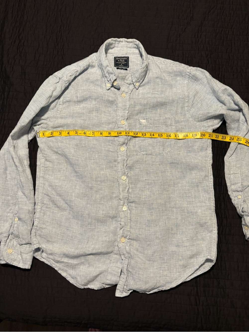 A&F Light Blue Button-Down Linen Blend Men's Shirt